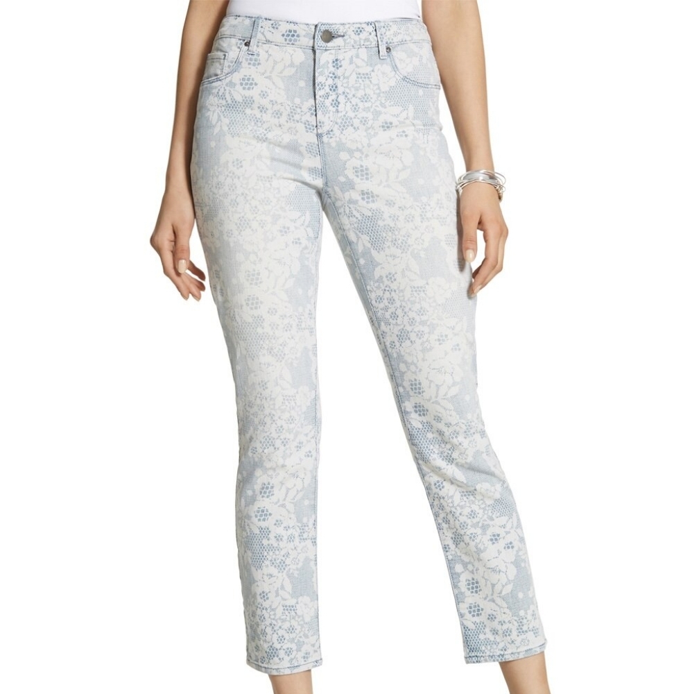 NWT Chico's Platinum Denim Lace Crop Jeans